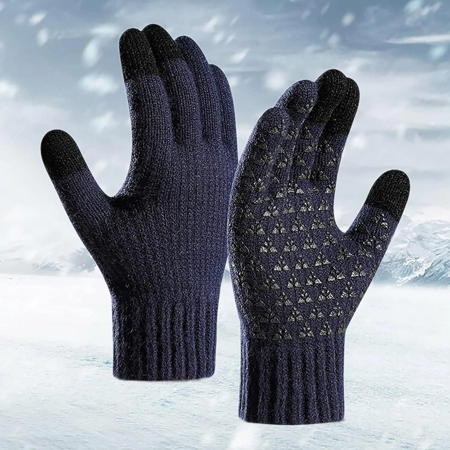 Winter Warm Soft Comfortable Gloves for Men and Women Touch Screen Knitted Lined Knit Anti-Slip Wool Hiking Glove
